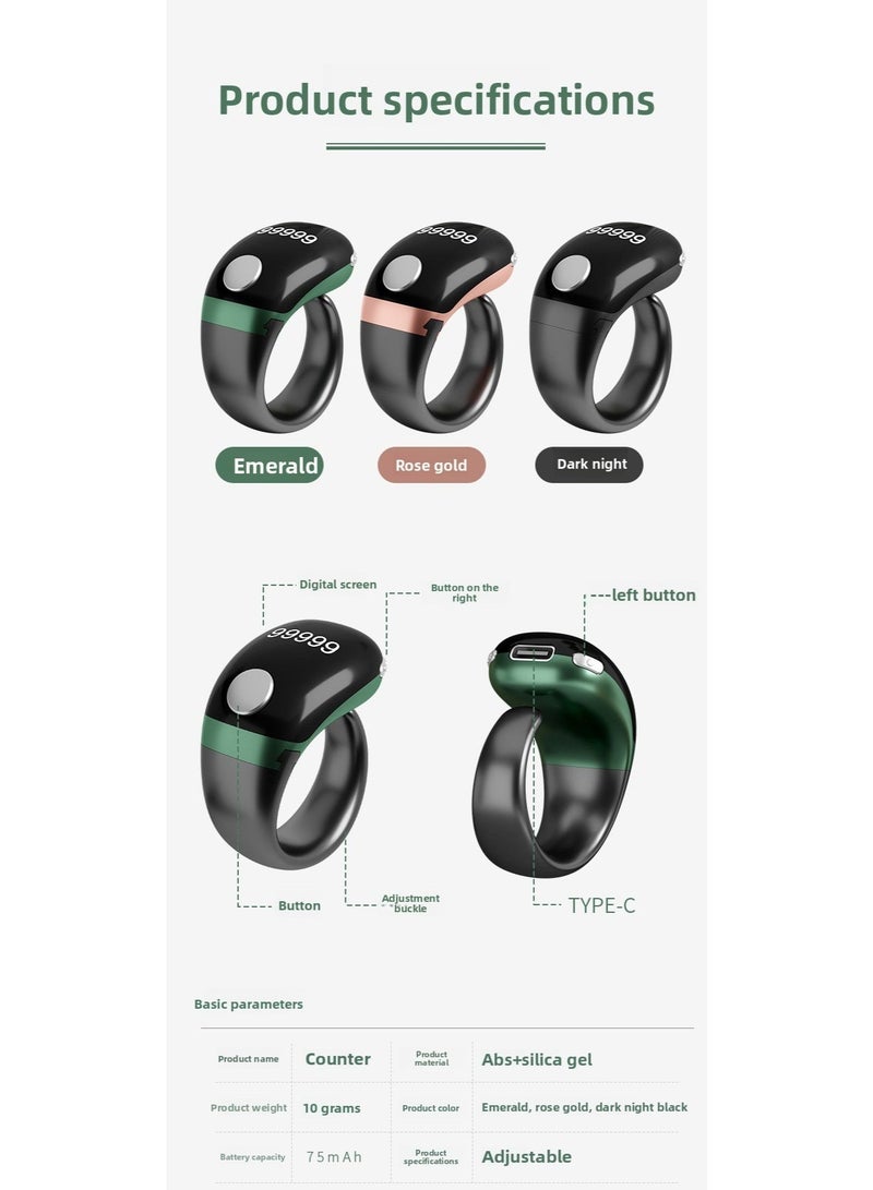 خاتم ذكي لجو الهدايا في العيد، طقم ٣ في ١، بشاشة رقمية، بلوتوث، عداد تذكير بالوقت، وعداد قياس الضغط اليدوي. خاتم ذكي، بلوتوث، خاتم الكتروني، عداد تذكير بالوقت، عرض رقمي يدوي. - Image 5